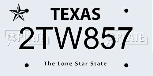 2TW857 Texas License Plate