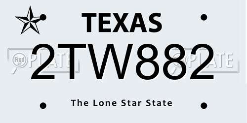 2TW882 Texas License Plate