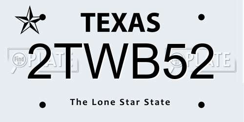 2TWB52 Texas License Plate