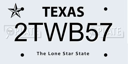 2TWB57 Texas License Plate
