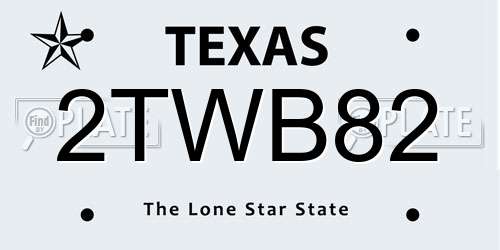 2TWB82 Texas License Plate