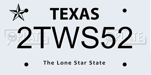 2TWS52 Texas License Plate
