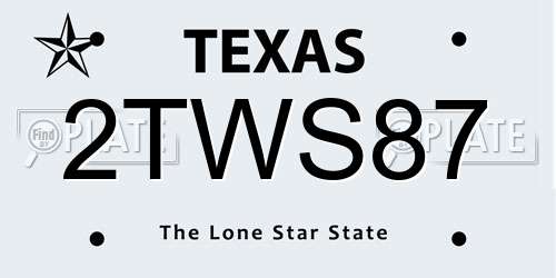 2TWS87 Texas License Plate