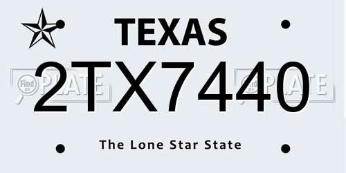 2TX7440 Texas License Plate