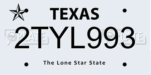 2TYL993 Texas License Plate