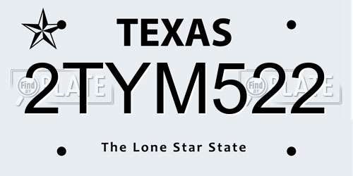 2TYM522 Texas License Plate