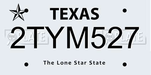 2TYM527 Texas License Plate