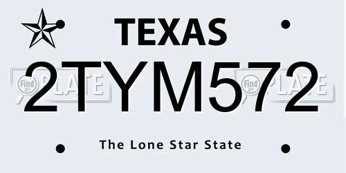 2TYM572 Texas License Plate