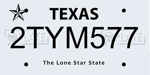 2TYM577 Texas License Plate