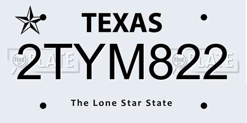 2TYM822 Texas License Plate
