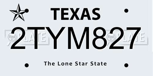 2TYM827 Texas License Plate
