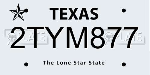 2TYM877 Texas License Plate