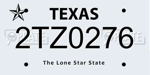 2TZ0276 Texas License Plate
