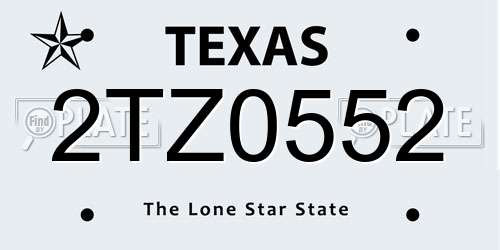 2TZ0552 Texas License Plate
