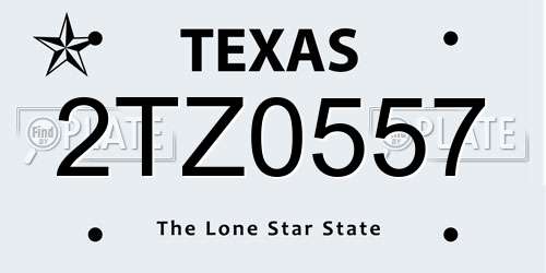 2TZ0557 Texas License Plate