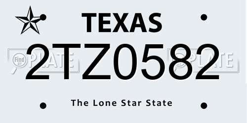 2TZ0582 Texas License Plate