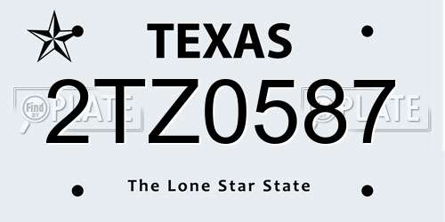 2TZ0587 Texas License Plate