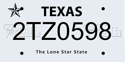 2TZ0598 Texas License Plate