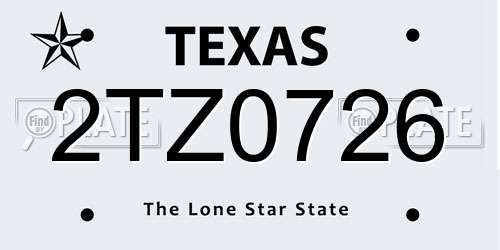 2TZ0726 Texas License Plate