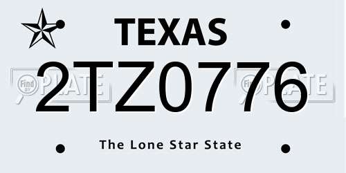 2TZ0776 Texas License Plate
