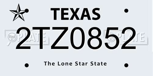 2TZ0852 Texas License Plate