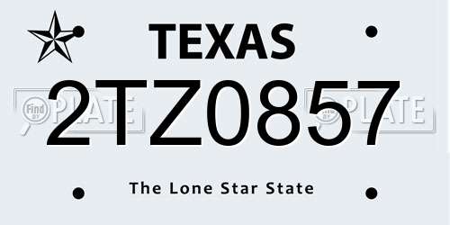2TZ0857 Texas License Plate