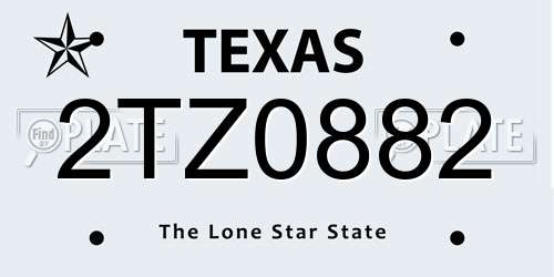 2TZ0882 Texas License Plate
