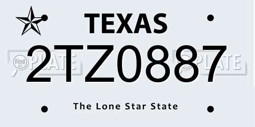 2TZ0887 Texas License Plate