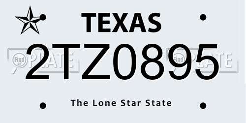 2TZ0895 Texas License Plate