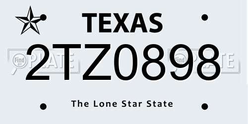 2TZ0898 Texas License Plate