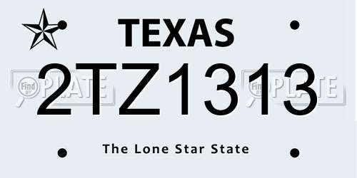 2TZ1313 Texas License Plate