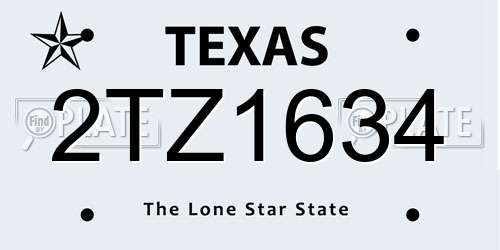 2TZ1634 Texas License Plate