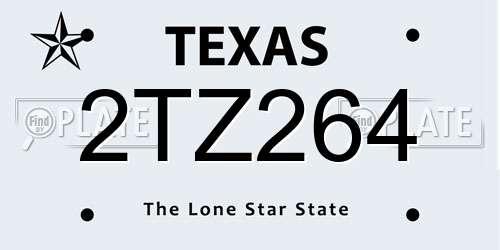 2TZ264 Texas License Plate