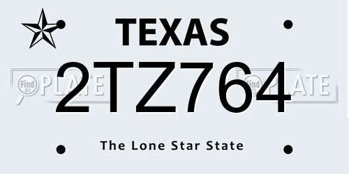 2TZ764 Texas License Plate