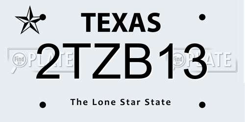 2TZB13 Texas License Plate