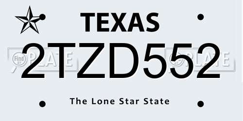 2TZD552 Texas License Plate