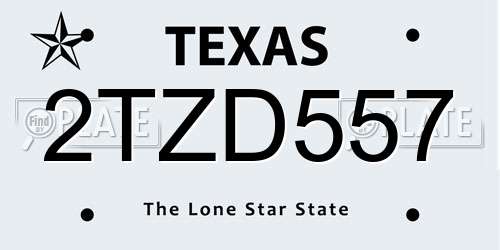 2TZD557 Texas License Plate