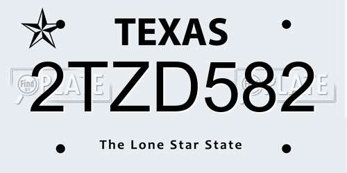 2TZD582 Texas License Plate