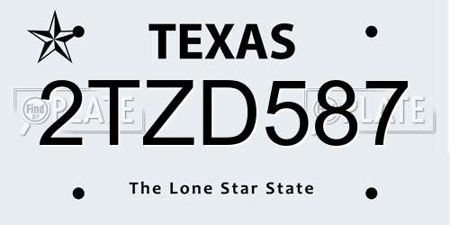 2TZD587 Texas License Plate