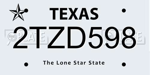 2TZD598 Texas License Plate
