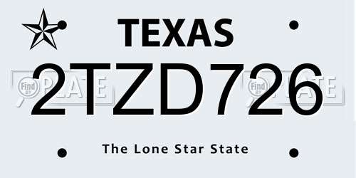 2TZD726 Texas License Plate