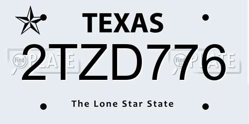 2TZD776 Texas License Plate