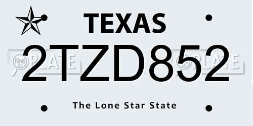 2TZD852 Texas License Plate