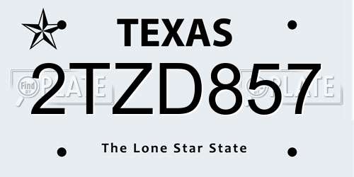2TZD857 Texas License Plate