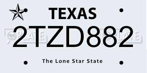 2TZD882 Texas License Plate