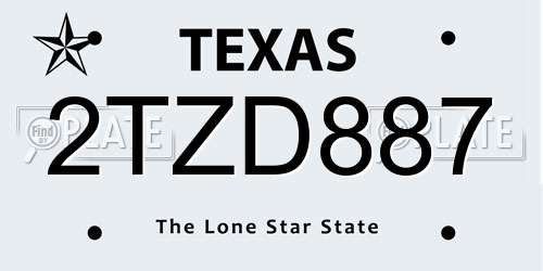 2TZD887 Texas License Plate