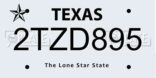 2TZD895 Texas License Plate