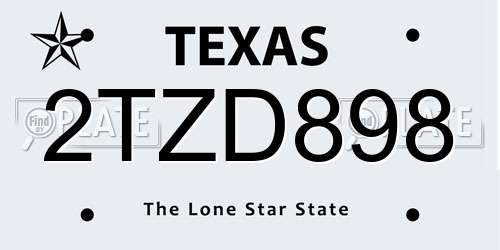 2TZD898 Texas License Plate