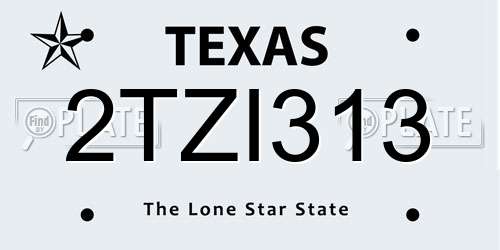 2TZI313 Texas License Plate