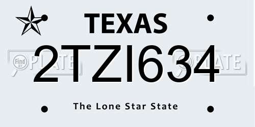 2TZI634 Texas License Plate